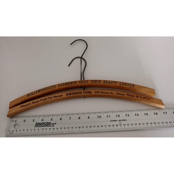 Vintage Wooden Clothes Hangers Lot of 2 Ottawa - Toronto Fur/Clothes Storage Ad - Picture 9 of 11